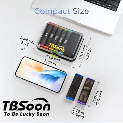 7 Day Medicine Pill Organizer, 14 Large Compartments (Each Day Can Take Apart Use Alone),Moisture-Proof,Dust-Proof, Travel Weekly/Daily Pill Box/Organizer/Case/Container/Dispenser, AM/PM 2 Times a Day
