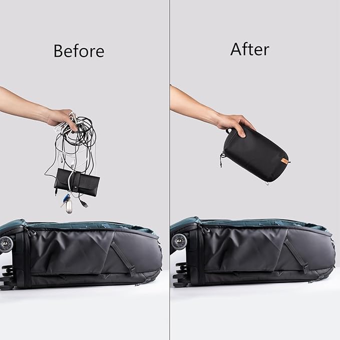 PGYTECH Travel Tech Organizer, Waterproof Tech Pouch, Electronics Accessories Organizer Travel Carrying Case, Cable Organizer Bag for Cables, Cord, Phone Batteries, Charger,Photography SD Card, Grey