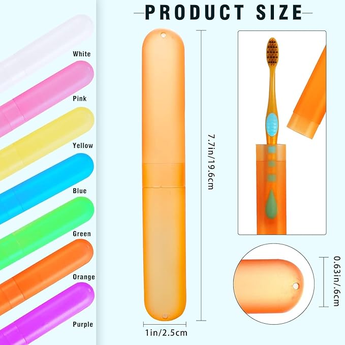 30 Pack Travel Toothbrush Case, Plastic Portable Toothbrush Storage, Dust-Proof Toothbrush Case, Breathable Toothbrush Holder for Travel Business Camping School Home, 7 Colors