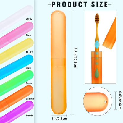 30 Pack Travel Toothbrush Case, Plastic Portable Toothbrush Storage, Dust-Proof Toothbrush Case, Breathable Toothbrush Holder for Travel Business Camping School Home, 7 Colors