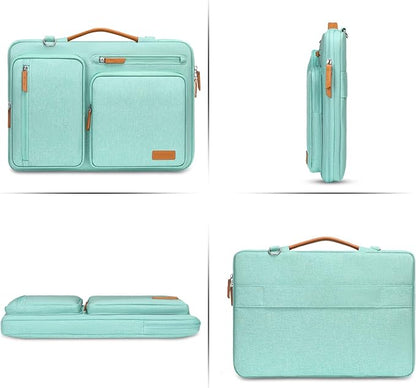 MOSISO 360 Protective Laptop Shoulder Bag,15-15.6 inch Computer Bags Compatible with MacBook Pro 16 inch, HP, Dell, Lenovo, Asus Notebook,Side Open Messenger Bag with 4 Zipper Pockets, Aqua Green