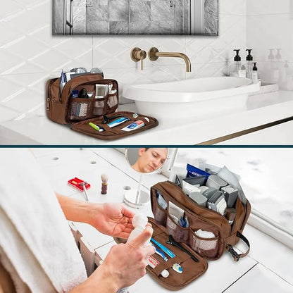 PAVILIA Toiletry Bag for Men, Travel Pouch Essentials Shaving Dopp Kit, Travel Bag Toiletries Organizer Case, Cosmetic Make Up Accessory, Water Resistant