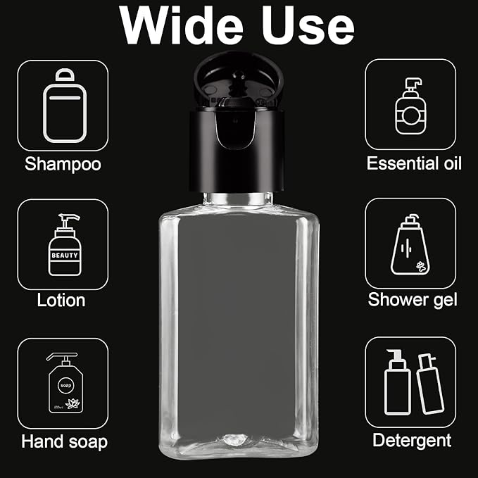 100PCS Travel Size Bottles 1oz Mini Travel Shampoo Bottles Small Plastic Empty Bottles, Refillable Cosmetic Containers with Flip Cap Clear Portable Small Bottles for Liquid, Lotions, Toner, Body Soap