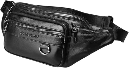 Leather Fanny Pack Mens Genuine Leather Waist Bag Sport Travel Hiking