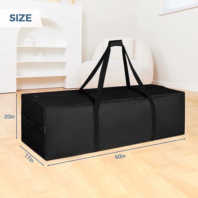 COOLBEBE 60" Sports Duffle Bag - 332L 2PCS Extra Large Travel Duffel Luggage Bag with Upgrade Zipper, Sturdy & Water Resistant Long Duffle Bag for Camping Moving (Black 60inch 2Pack)