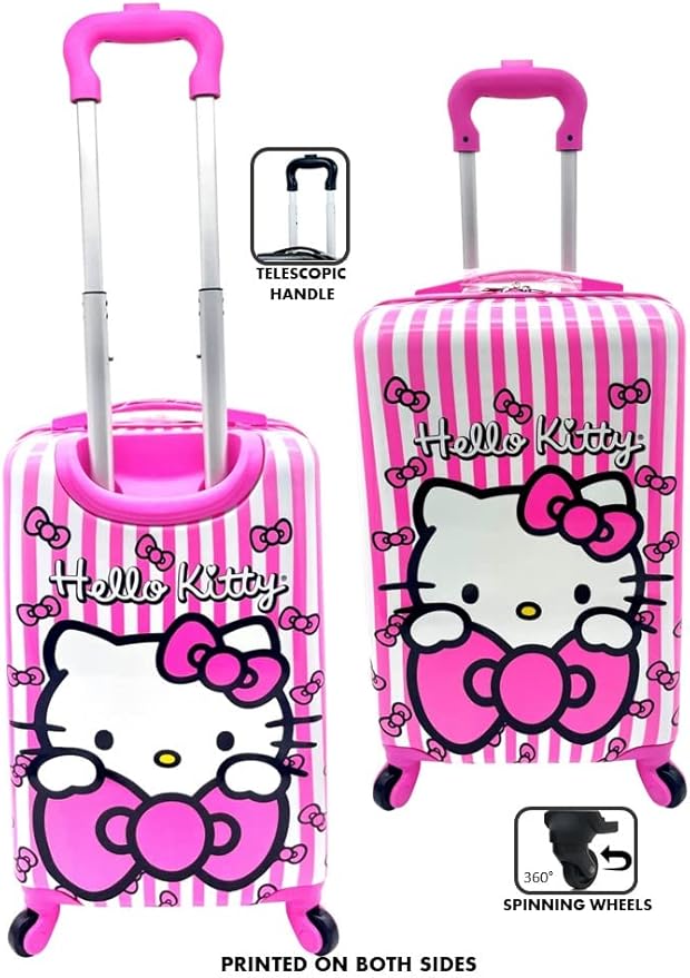 Fast Forward Kids Licensed Hard-Side 20” Spinner Luggage Lightweight Carry-On Suitcase (Hello Kitty) Carry-On 20 Inch