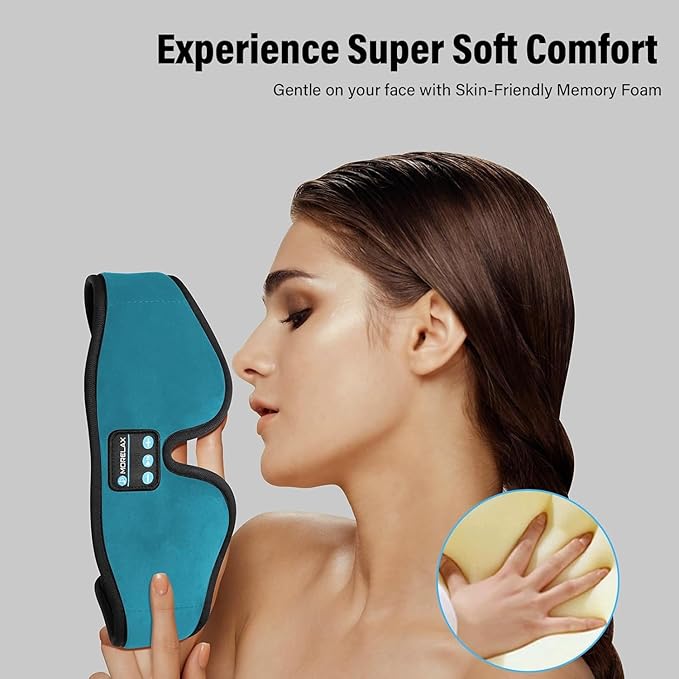 Sleep Mask with Bluetooth Headphones, 3D Sleep Mask Wireless Music Eye Mask for Sleeping Side/Back Sleepers Sleep Headphones Gift (Turquoise)