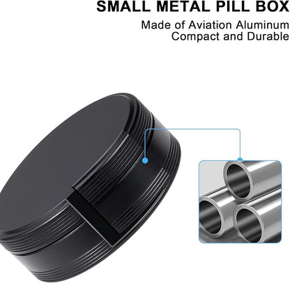 Pill Box 3 Compartment - Metal Travel Pill Case for Pocket or Purse, Portable Waterproof Medicine Pill Organizer Holder Daily Pill Container for Medication, Vitamin, Fish Oil