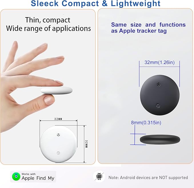 Air Trackers Tags,Bluetooth Airtags, Smart Tracker, GPS Navigator Tag, Finder Works with Apple Find My (iOS Only) App, Locator for Keys, Luggage, Satchel, Backpack Pets. (White 2 Packs)