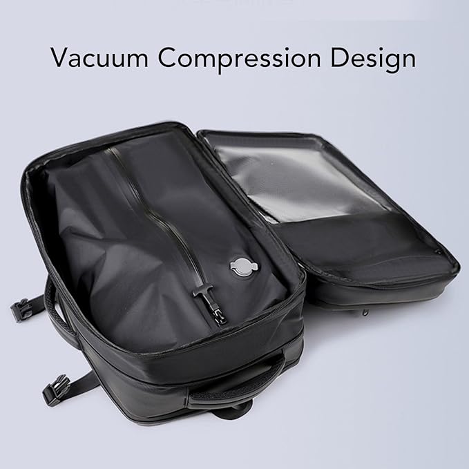 Vacuum Seal Travel Backpack 36-55L, Expandable Air Compression Vacuum System, Carry On with Lock Fits 17.3" Laptop, Water Resistant, Dry and Wet Separation