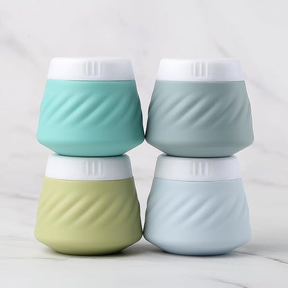 Gemice Silicone Cream Jars TSA Approved Travel Size Containers with Toiletry Bag, Wide Mouth Leak-proof Travel Accessories with Lid for Cosmetic Cream (4 Pack)