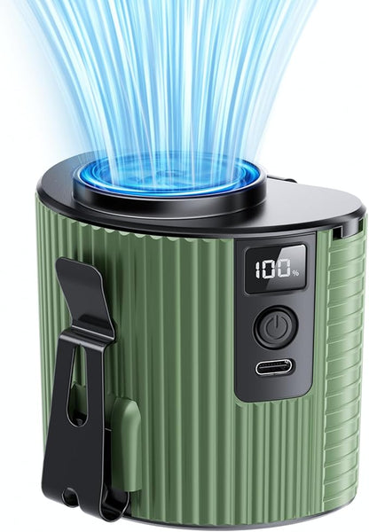 Portable Fan,Rechargeable Waist Fans,11000RPM Strong Airflow Mini Wearable Belt Fan,5 Speed,Personal Clip Waist Fans for Outdoor,Camping,Jobsite,Fishing,Travel (K20-Green)