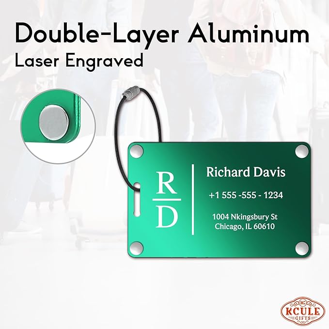 Luggage Tags for Suitcases 4 Pack: Personalized Luggage Tags for Backpacks & Bags Tags with Coustomizable Texts (Green)