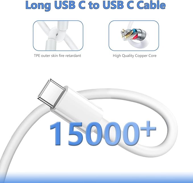 10FT for iPhone 16 15 Charger Fast Charging, Long USB C to C Charger Cord with 20W Type C Phone Fast Charging Block for iPhone 16/16 Pro/16 Pro max/16 Plus, iPhone 15/15 Pro/15 Pro max/15,iPad, 1Pack