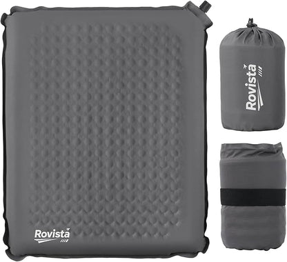 Larger Self-Inflating Airplane Seat Cushion for Long Flights – Portable Travel Cushion Airplane Seat - Memory Foam Travel Seat Cushion Providing Pressure Relief（Grey）