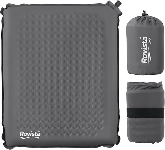 Larger Self-Inflating Airplane Seat Cushion for Long Flights – Portable Travel Cushion Airplane Seat - Memory Foam Travel Seat Cushion Providing Pressure Relief（Grey）