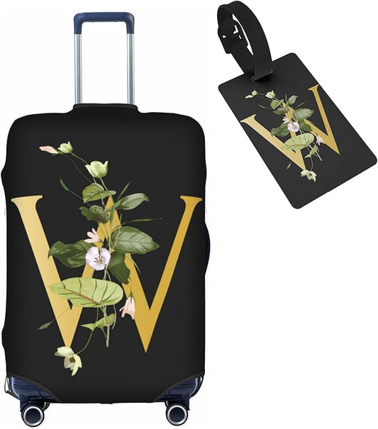 Decorative W Suitcase Protectors Elastic Washable Luggage Covers With Concealed Zippers For 18-32 Inch Luggage (Size S: Fits 18-21 Inch)