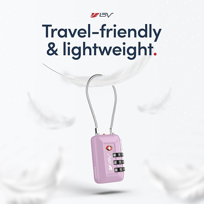 TSA Accepted Luggage Travel Lock, Set-Your-Own Combination Lock for School Gym Locker, Luggage Suitcase Baggage Locks, Filing Cabinets, Toolbox, Case (Purple, 6 Pack)