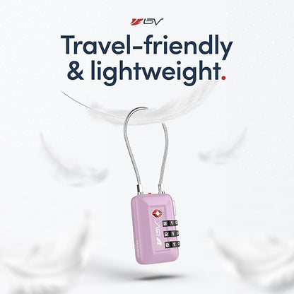 TSA Accepted Luggage Travel Lock, Set-Your-Own Combination Lock for School Gym Locker, Luggage Suitcase Baggage Locks, Filing Cabinets, Toolbox, Case (Purple, 6 Pack)