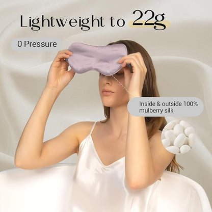 ZIMASILK 100% 22 Momme Pure Mulberry Silk Sleep Mask,Filled with 100% Mulberry Silk,Silk Wrapping Strap- Super Soft & Comfortable Sleep Eye Mask for Sleeping (Light Plum)