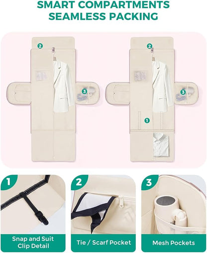 WANDF Convertible Garment Bags for Travel with Wet Pocket Carry on Garment Duffle Bag 2 in 1 Puffy Hanging Clothes Travel Bags with Shoe Compartment for Airplanes Business Weekend Gym Wedding (Pink)