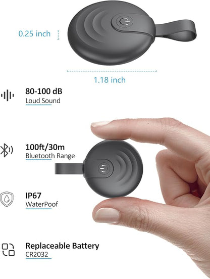 Tracker Tags, Work with Apple Find My (iOS Only), Tracking Device Item Finder Locator Smart Tag for Luggage, Keys, Wallet, Bike (Black, 2 Pack)