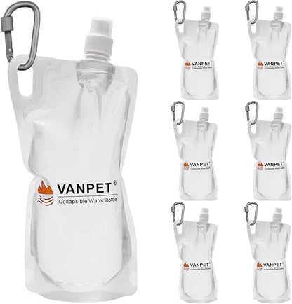 1L Hiking Collapsible Water Bottles, 33OZ BPA-Free Plastic Flasks, Reusable Drink Bags, Foldable Backpacking Water Bottle for Travel Camping Hiking (6-Pack)