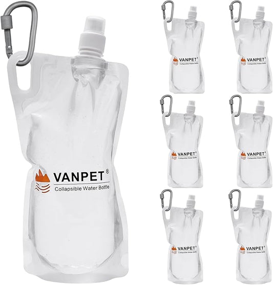 1L Hiking Collapsible Water Bottles, 33OZ BPA-Free Plastic Flasks, Reusable Drink Bags, Foldable Backpacking Water Bottle for Travel Camping Hiking (6-Pack)