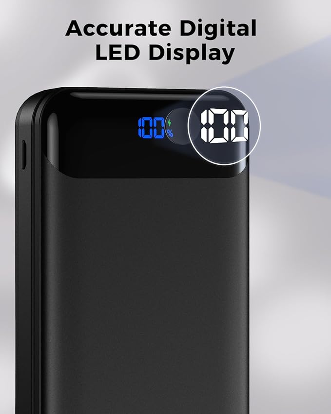 Portable Charger, Power Bank 40000 mAh PD 30W and QC 4.0 Fast Charging External Battery Pack with USB-C LED 3 Outputs & 2 Inputs Portable Charging Phone 15 14 13 pro