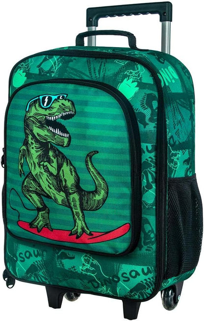 Kids Suitcase for Boys, Cute Dinosaur Rolling Luggage Wheels for Children Toddler (Green)