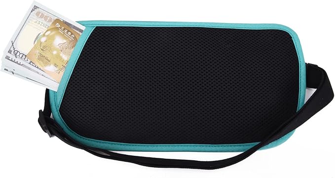 RFID Blocking Money Belt for Men Women, Slim Fanny Pack for Travel，Running,Conceal Waist Wallet for Passport Holder,Phone,Cash(Mint Green)