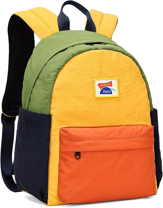 willikiva Kids Backpack for School Boys Girls Teens Toddler Backpack Waterproof Kindergarten Preschool Elementary Bookbag Children Travel Bag(Yellow Orange,Small)