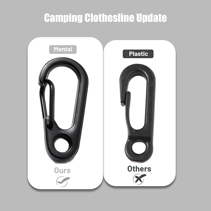 Portable Travel Clothesline Cord, Caudblor Adjustable 33ft Camping Clothes line, Laundry Drying Rope for Hotel Trip, Cruise, Outdoor/Indoor, with 12Pcs Stoppers, Windproof Clothespins