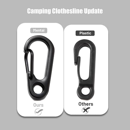 Portable Travel Clothesline Cord, Caudblor Adjustable 33ft Camping Clothes line, Laundry Drying Rope for Hotel Trip, Cruise, Outdoor/Indoor, with 12Pcs Stoppers, Windproof Clothespins