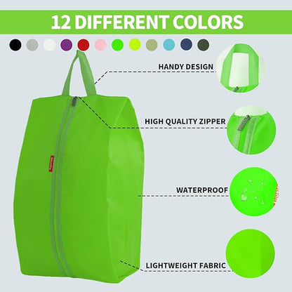 6pcs Portable Shoe Organizer, Travel Pouches with Zipper, Golf Shoe Bags, Clothes Bags, Soccer Cleats Bag Shoe Pouch for Gym, Waterproof, Odor-Resistant (Green)