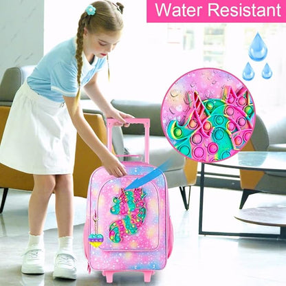 Kids Suitcase with Wheels for Girls and Boys, Rolling Carry on Luggage for Toddler Children