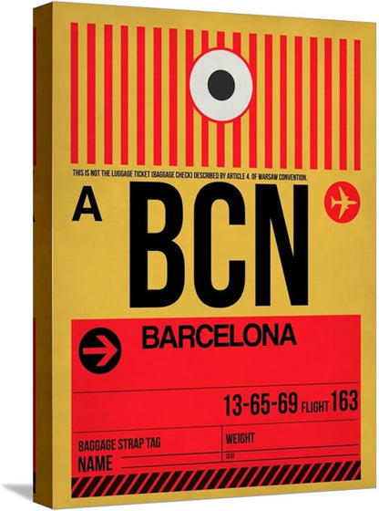 ART.COM Stretched Canvas Print BCN Barcelona Luggage Tag 1 by NaxArt, 12" x 16"
