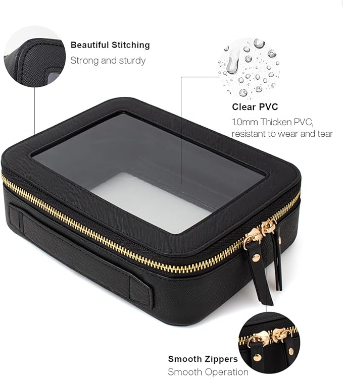 Clear Makeup Bag Set, Travel Makeup Case Clear Cosmetic Travel Bag Small Makeup Organizer Mini Make Up Pouch for Purse Waterproof Toiletry Bag Portable Car Essentials Car Organizer