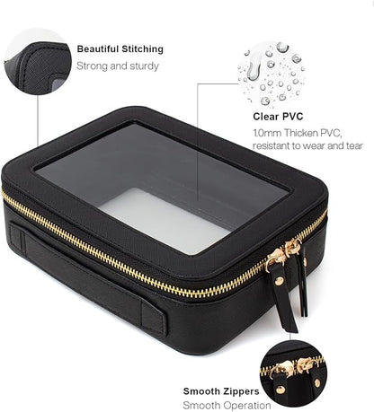 Clear Makeup Bag Set, Travel Makeup Case Clear Cosmetic Travel Bag Small Makeup Organizer Mini Make Up Pouch for Purse Waterproof Toiletry Bag Portable Car Essentials Car Organizer