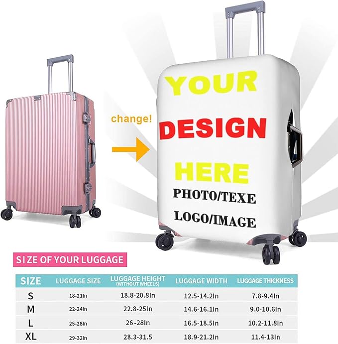 DudeiTry Custom Suitcase Cover - Personalized Elastic Washable Size Large for Men Women