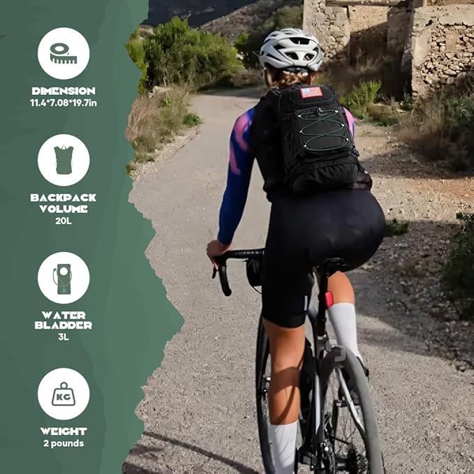 Maelstrom Hydration Hiking Backpack with 2L/3L Water Bladder, High Flow Bite Valve Camping Daypack Lightweight