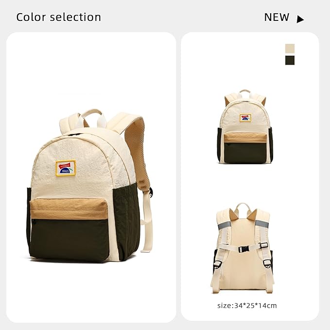 willikiva Kids Backpack for School Boys Girls Teens Toddler Backpack Waterproof Kindergarten Preschool Elementary Bookbag Children Travel Bag(Off White Deep Green,Small)