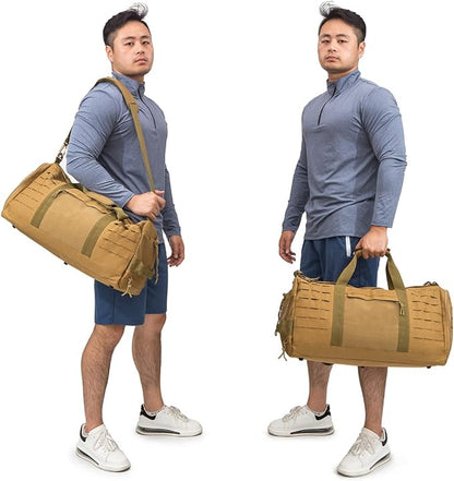QT&QY 40L Military Tactical Duffle Bag For Men Sport Gym Bag Fitness Tote Travel Duffle Bag Training Workout Bag With Shoe Compartment Basketball Football Weekender Bag