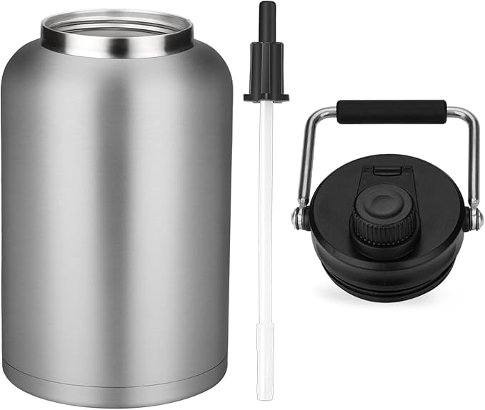 Zenbo One Gallon Jug with Straw, 128 oz Double Wall Vacuum Insulated Sports Water Bottle, Keeps Cold up to 48 Hours, Leak-Proof & Sweat-Proof Stainless Steel Water Jug for Gym, Outdoor & Camping