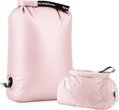 Travel Laundry Bag, Pump Free Vacuum Storage Bag Reusable Compression Dirty Clothes Travel Bag Waterproof Wet Dry Bags Large Capacity Space Saver Bags Camp Clothes Organizer (1 Pcs)(Pink, L)