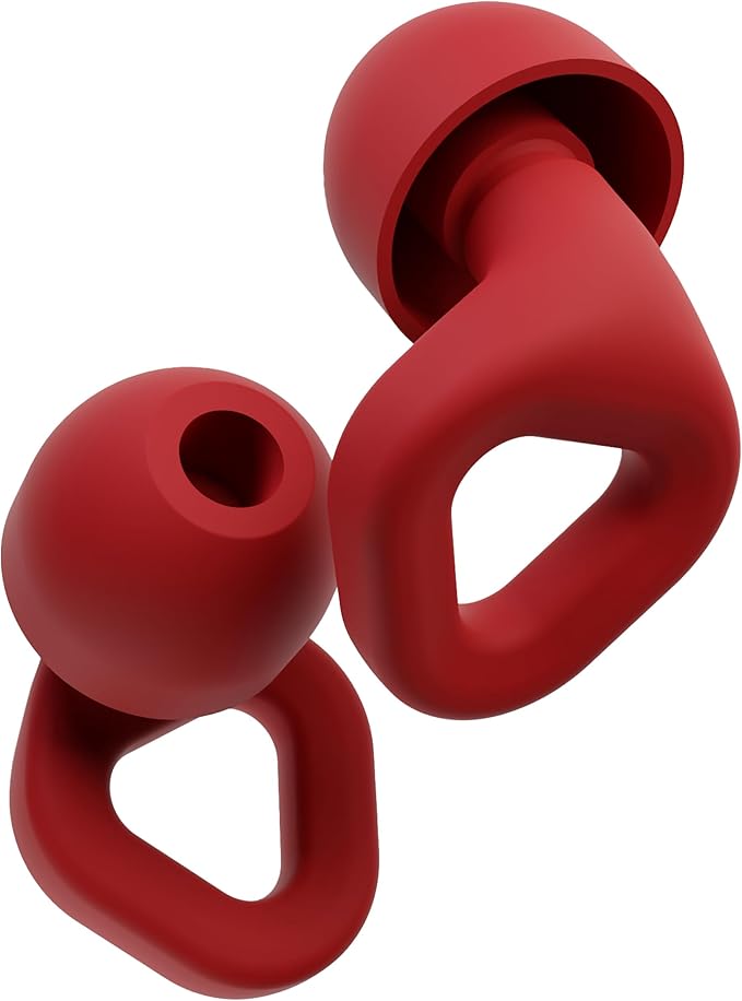 Zenz Unwind Ear Plugs for Sleeping Noise Reduction - Comfy Reusable Soft Silicone Earplugs for Focus, Study, Work - 8 Pair Eartips in XS/S/M/L - 27dB Hearing Protection with Storage Case - Fiery Red