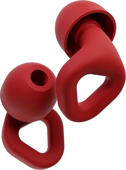 Zenz Unwind Ear Plugs for Sleeping Noise Reduction - Comfy Reusable Soft Silicone Earplugs for Focus, Study, Work - 8 Pair Eartips in XS/S/M/L - 27dB Hearing Protection with Storage Case - Fiery Red