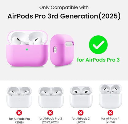 ORNARTO Compatible with AirPods Pro 3 Case 2025, Full Protective Hybrid Silicone for AirPods Pro 3rd Generation Case, Front LED Visible Skin Cover-Cherry Blossom