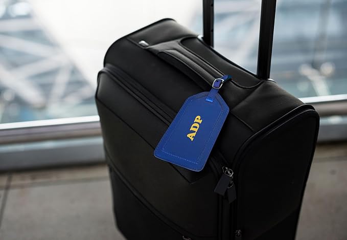 Personalized Monogrammed Cobalt Blue Leather RFID Passport Wallet and Luggage Tag
