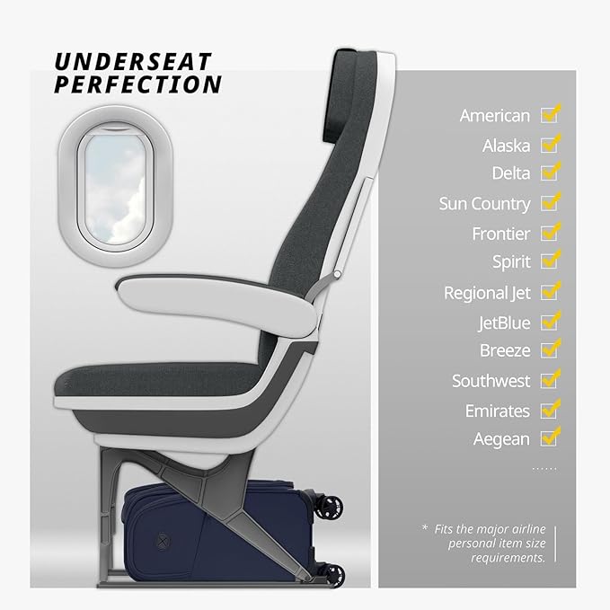 Verage Under Seat Luggage with Wheels, Softside Small Suitcase Spinner Carry On Luggage Bags for Airlines Airplanes Short Trip Men Women (Navy, 14-Inch Underseat)